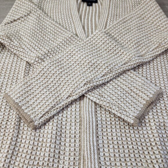 Fortune & Ivy White & Taupe Stripped Long Open Cardigan Women's Size L - Picture 7 of 15
